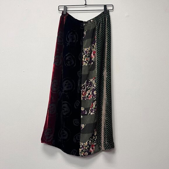 Vtg Koos of Course y2K Women Velvety Stretchy Skirt Medium Boho Patch Pattern - Picture 2 of 6